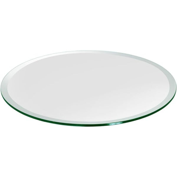 24" Inch Round Glass Table Top - Tempered - 1/2" Inch Thick- Beveled Polished