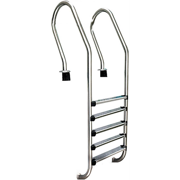 Escalera de piscina para piscinas enterradas, escalera de acero inoxidable antideslizante de 5 escalones, capacidad de 440 libras, escalera dividida en tierra resistente con pasamanos, se adapta a piscinas de hasta 54 pulgadas de profundidad