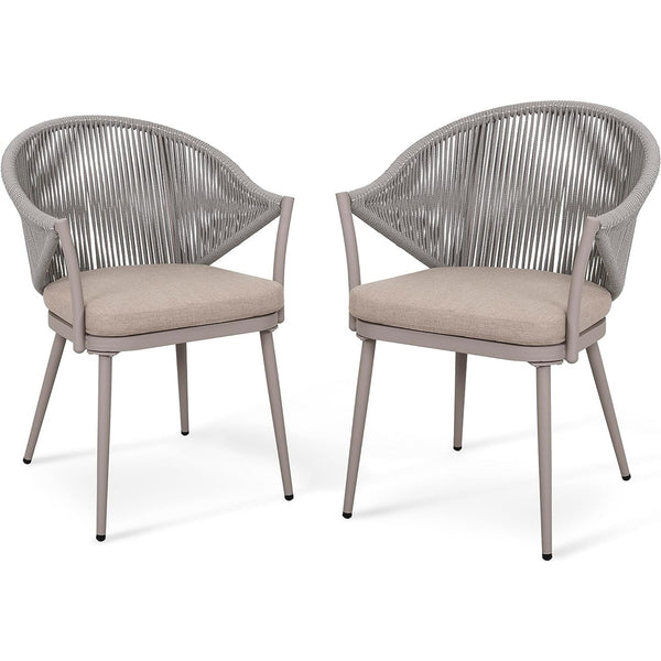 2 Piece Bistro Outdoor Dining Chairs (Color - Coffee & Light Grey)